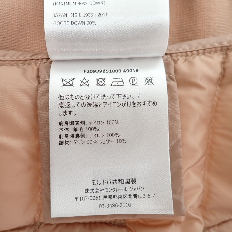 モンクレール MONCLER ダウン切替 ニットカーディガン CARDIGAN TRICOT XS F20939B51000 A9018 カーディガン ウール ナイロン ダウン90%/フェザー10% ピンク レディース【中古】【ABランク】
