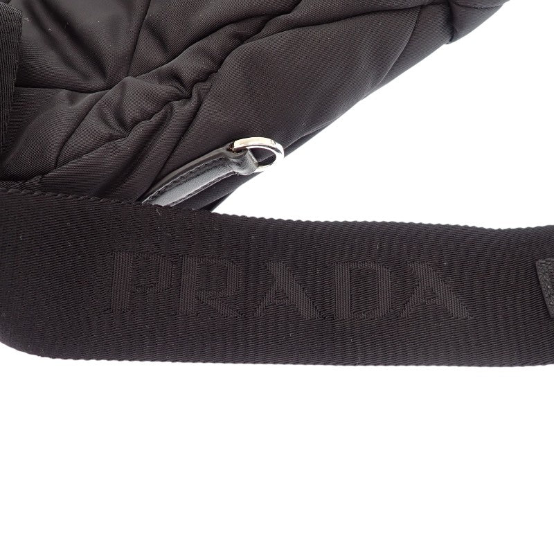 PRADA 普拉達 菱格紋 1BZ052_2BYV_F0002 腰包 尼龍 黑色 銀色五金 男士 女士【二手】【A級】