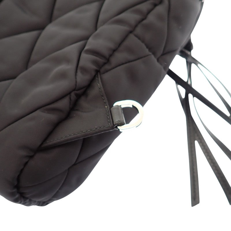 プラダ PRADA キルティング 1BZ052_2BYV_F0002 ボディバッグ ナイロン ブラック シルバー金具 メンズ レディース【中古】【Aランク】