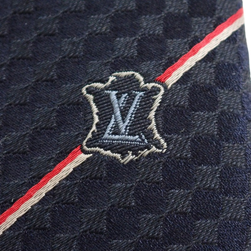 ルイヴィトン LOUIS VUITTON クラヴァット・エク M78755 ネクタイ シルク ネイビー レッド メンズ【中古】【Aランク】