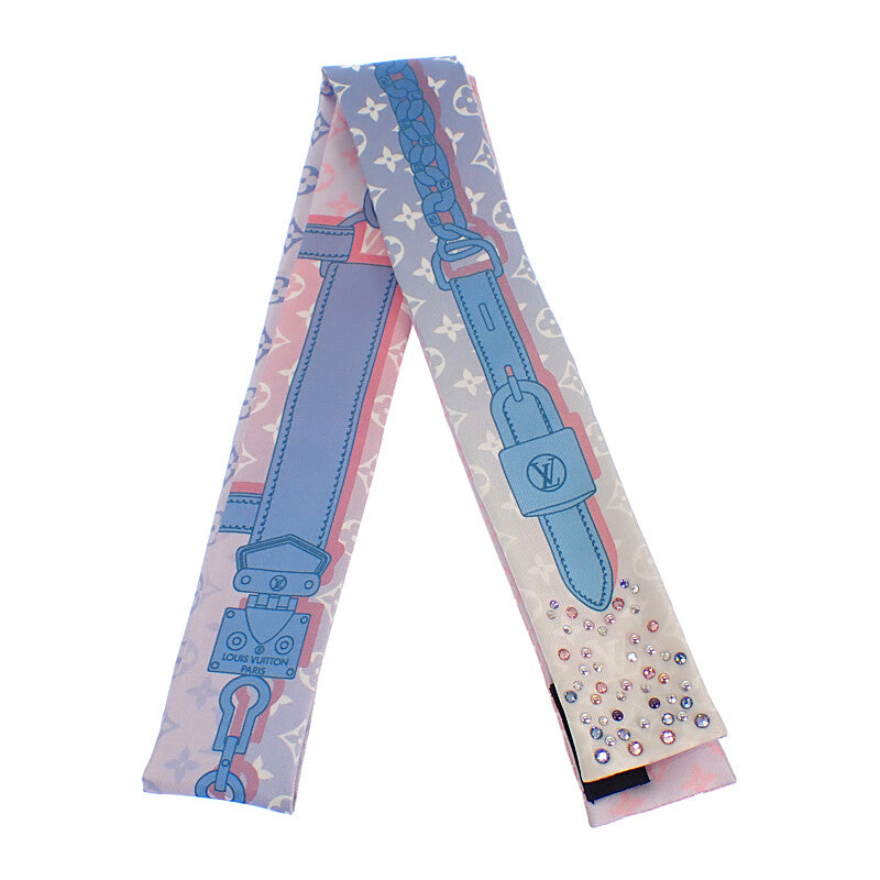 ルイヴィトン LOUIS VUITTON バンドーBB ライジングコンフィデンシャル M76119 スカーフ シルク ピンク ブルー レディース【中古】【Aランク】