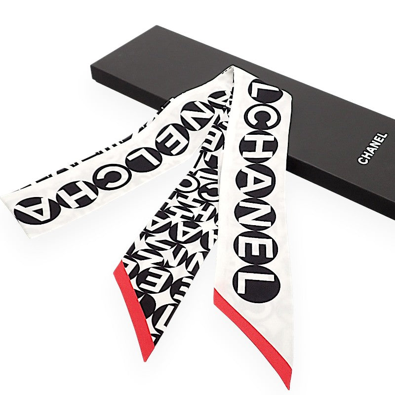 シャネル CHANEL スリム バンドー スカーフ シルク ホワイト レディース【中古】【SAランク】