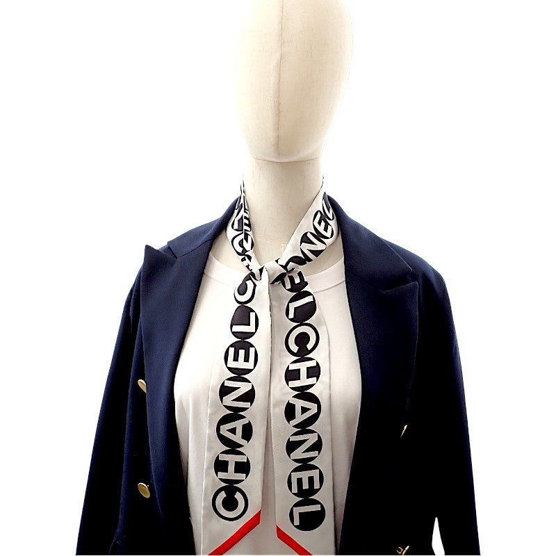 シャネル CHANEL スリム バンドー スカーフ シルク ホワイト レディース【中古】【SAランク】