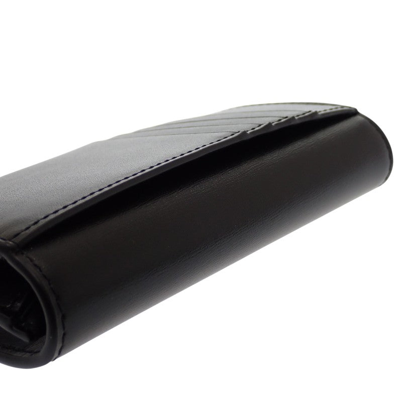 セリーヌ CELINE トリオンフフラップ付き ロングカードホルダー 10P073DPV.38NO コインケース カーフ ブラック ゴールド金具 レディース【中古】【Aランク】