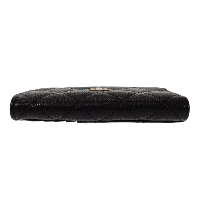 シャネル CHANEL クラシック ジップ AP3179 B10583 C3906 カードケース キャビアスキン ブラック ゴールド金具 レディース【中古】【Aランク】