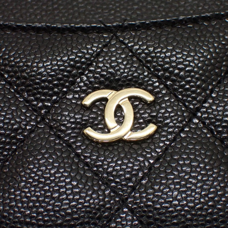 シャネル CHANEL クラシック ジップ AP3179 B10583 C3906 カードケース キャビアスキン ブラック ゴールド金具 レディース【中古】【Aランク】