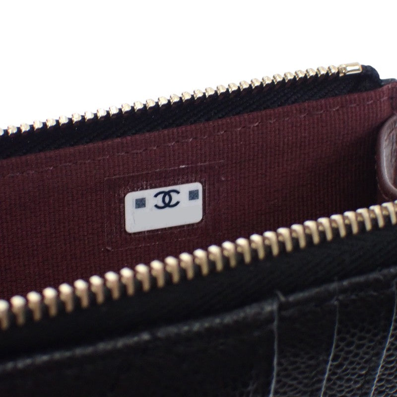 シャネル CHANEL クラシック ジップ AP3179 B10583 C3906 カードケース キャビアスキン ブラック ゴールド金具 レディース【中古】【Aランク】