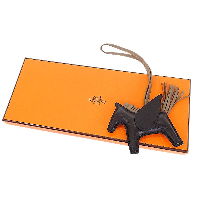エルメス HERMES ロデオチャーム ペガサス PM バッグチャーム スイフト ノワール エトゥープ レディース【中古】【Aランク】