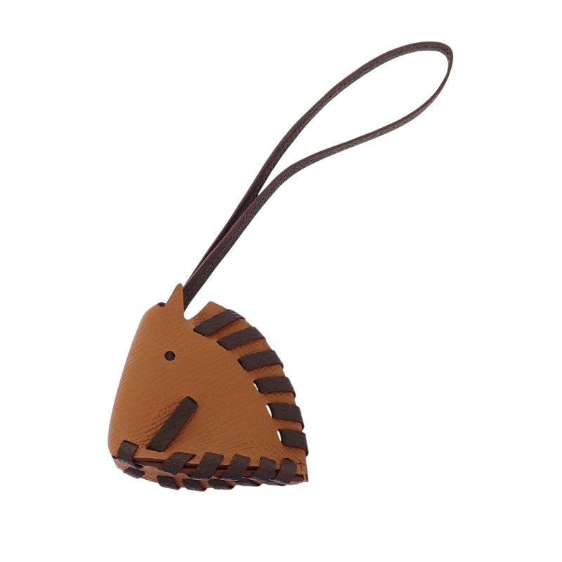 エルメス HERMES シュヴァル トレッセ バッグチャーム ヴォーエプソン ショコラ ブラウン レディース メンズ【中古】【Aランク】