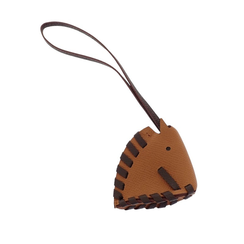 エルメス HERMES シュヴァル トレッセ バッグチャーム ヴォーエプソン ショコラ ブラウン レディース メンズ【中古】【Aランク】