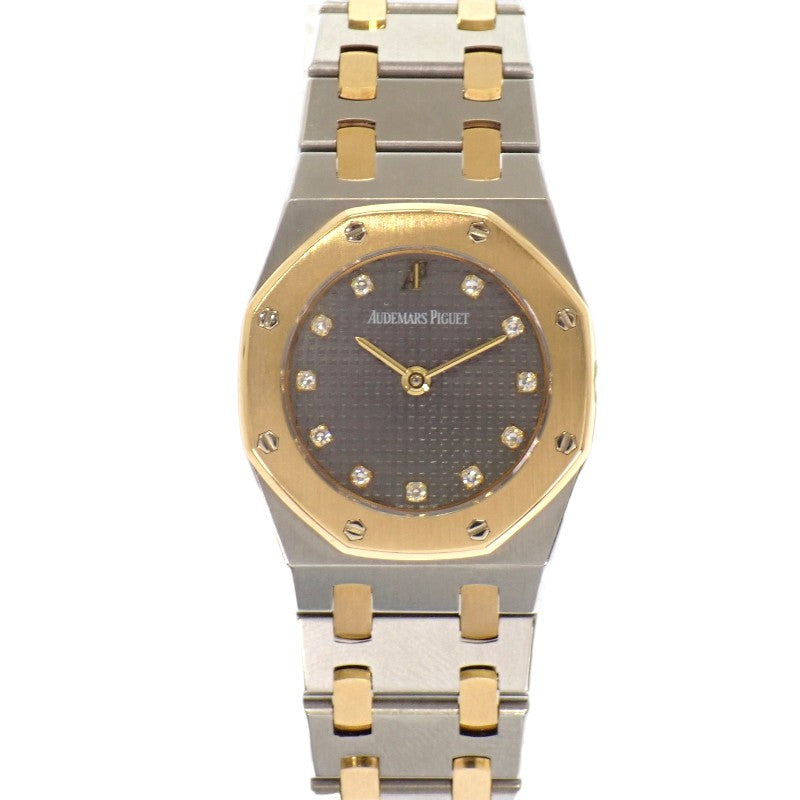 オーデマ・ピゲ AUDEMARS PIGUET レディ ロイヤルオーク 新ロゴ E番 66339SA.OO.0722SA.02 腕時計 ステンレススチール K18イエローゴールド ダイヤモンド ゴールド クオーツ グレー文字盤 レディース【中古】【ABランク】