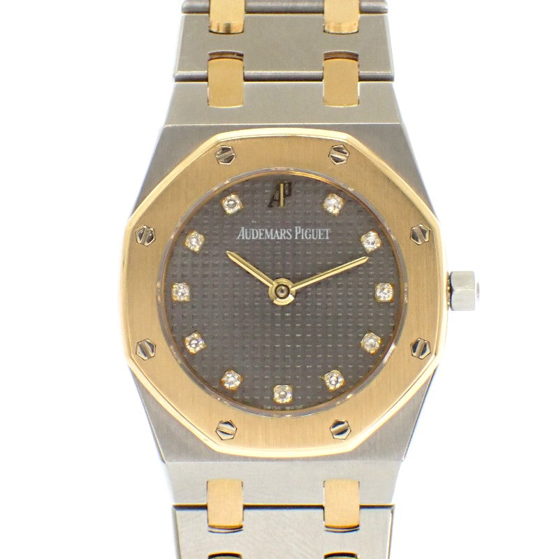 オーデマ・ピゲ AUDEMARS PIGUET レディ ロイヤルオーク 新ロゴ E番 66339SA.OO.0722SA.02 腕時計 ステンレススチール K18イエローゴールド ダイヤモンド ゴールド クオーツ グレー文字盤 レディース【中古】【ABランク】