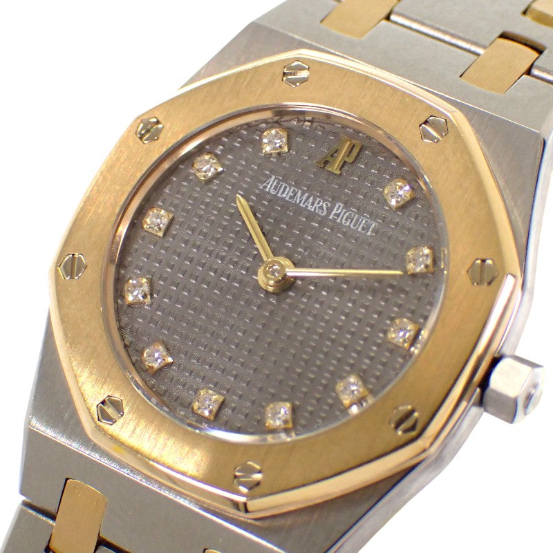 オーデマ・ピゲ AUDEMARS PIGUET レディ ロイヤルオーク 新ロゴ E番 66339SA.OO.0722SA.02 腕時計 ステンレススチール K18イエローゴールド ダイヤモンド ゴールド クオーツ グレー文字盤 レディース【中古】【ABランク】