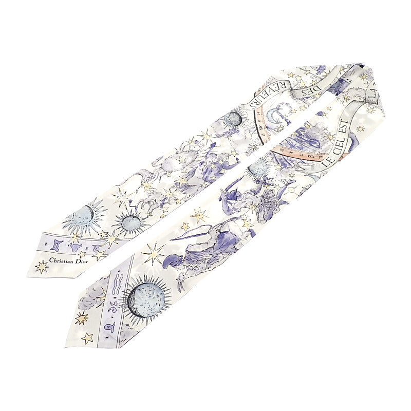 ディオール Dior ミッツァ Night of Dreams 55NOD108I609 スカーフ シルク ホワイト ネイビー レディース【中古】【Aランク】
