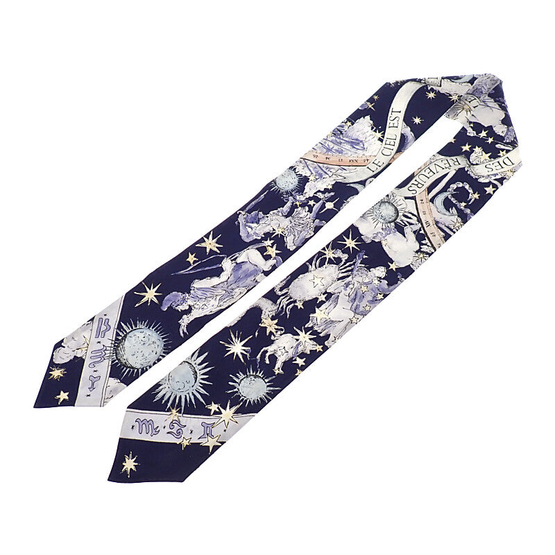 ディオール Dior ミッツァ Night of Dreams 55NOD108I609 スカーフ シルク ホワイト ネイビー レディース【中古】【Aランク】