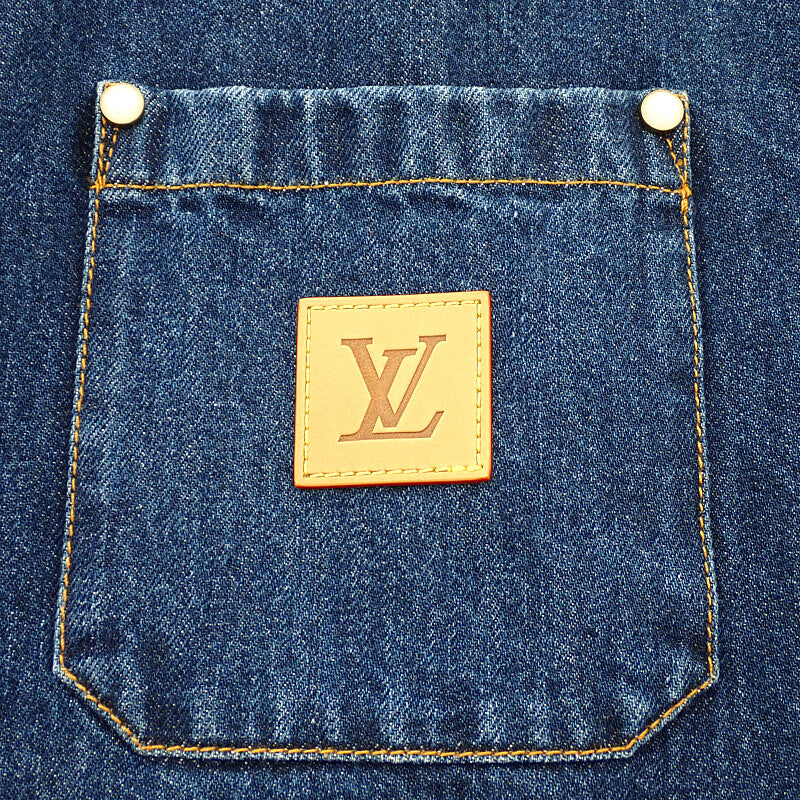 ルイヴィトン LOUIS VUITTON デニムショートスリーブシャツ シグネチャー 25SS L 半袖シャツ コットン ブルー メンズ【中古】【Aランク】