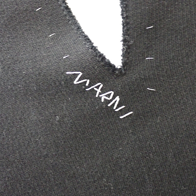 マルニ MARNI メンディング刺繍ロゴ Vネック 38 FLJE0218S1 スウェット コットン ブラック レディース【中古】【Aランク】