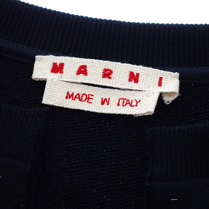 マルニ MARNI メンディング刺繍ロゴ Vネック 38 FLJE0218S1 スウェット コットン ブラック レディース【中古】【Aランク】