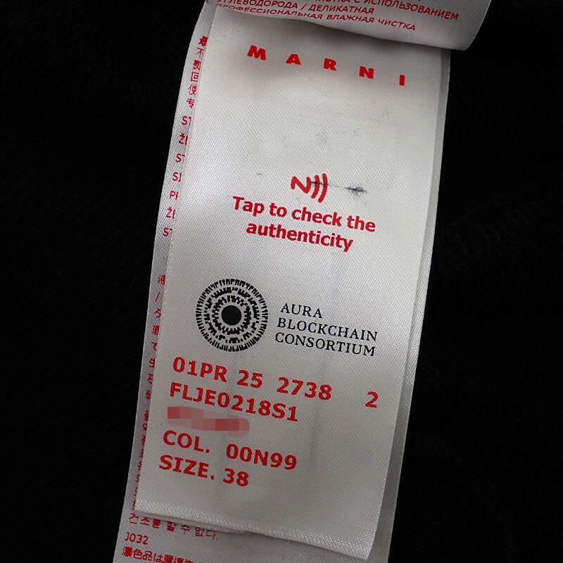 マルニ MARNI メンディング刺繍ロゴ Vネック 38 FLJE0218S1 スウェット コットン ブラック レディース【中古】【Aランク】