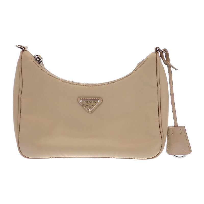 プラダ PRADA Re-Nylonバッグ 1BH204 2WAYバッグ ハンドバッグ ショルダーバッグ ナイロン ベージュ シルバー金具 レディース【中古】【Aランク】