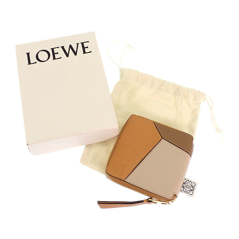 LOEWE 羅威 Puzzle 方形拉鍊短夾 C510M88X04 對開短夾 牛皮 棕色 女款【二手】【AB級】