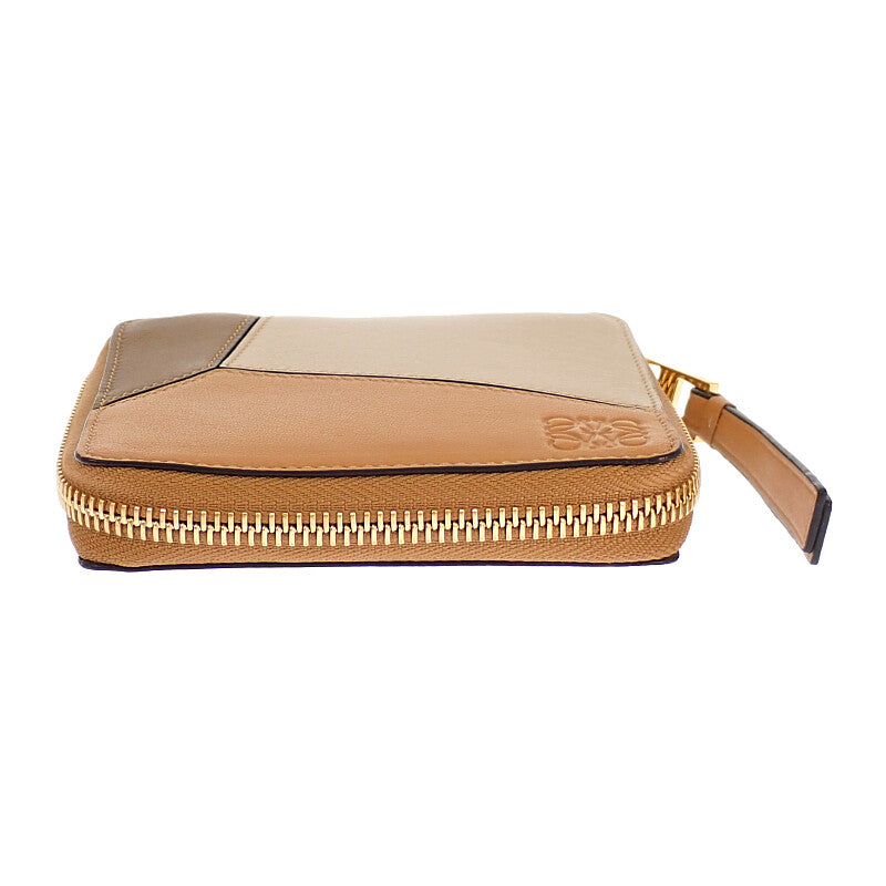 ロエベ LOEWE パズルスクエアジップウォレット C510M88X04 二つ折り財布 カーフ ブラウン レディース【中古】【ABランク】