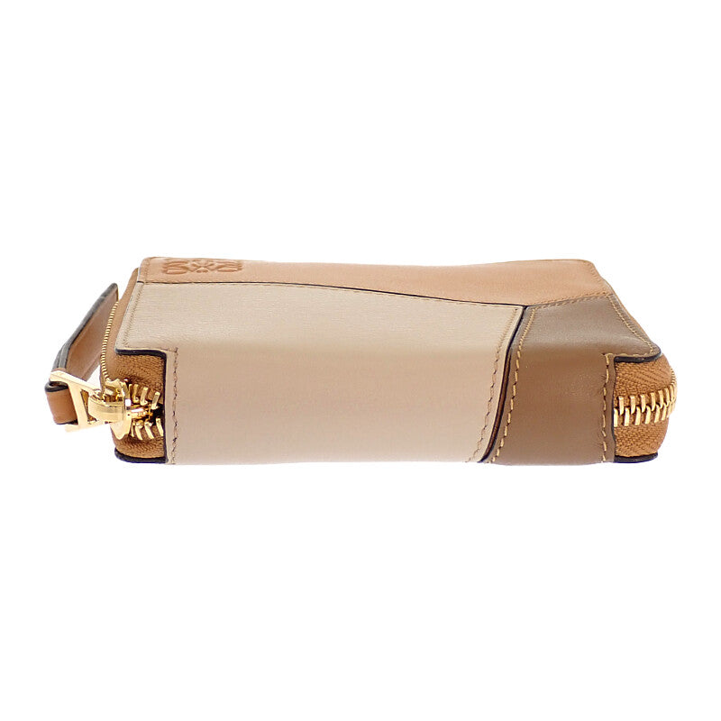ロエベ LOEWE パズルスクエアジップウォレット C510M88X04 二つ折り財布 カーフ ブラウン レディース【中古】【ABランク】