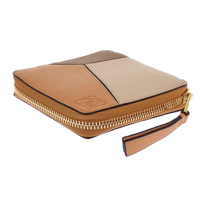 ロエベ LOEWE パズルスクエアジップウォレット C510M88X04 二つ折り財布 カーフ ブラウン レディース【中古】【ABランク】