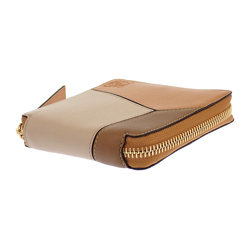 ロエベ LOEWE パズルスクエアジップウォレット C510M88X04 二つ折り財布 カーフ ブラウン レディース【中古】【ABランク】