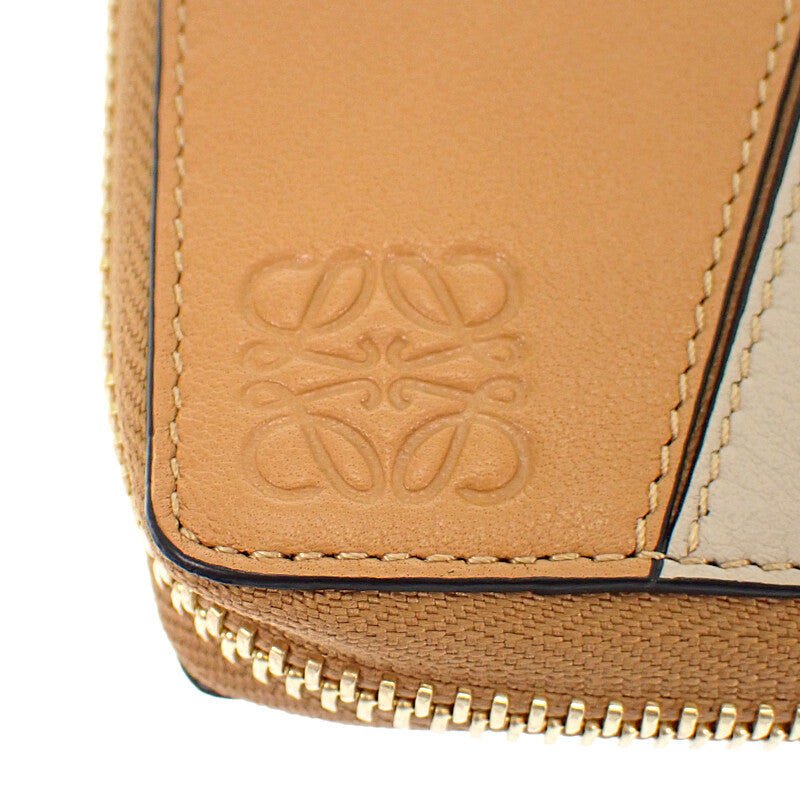 ロエベ LOEWE パズルスクエアジップウォレット C510M88X04 二つ折り財布 カーフ ブラウン レディース【中古】【ABランク】