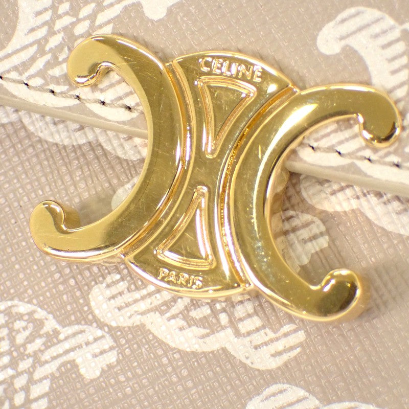 セリーヌ CELINE スモールフラップウォレット 10D782CQH 三つ折り財布 ポリウレタン ベージュ グレージュ ゴールド金具 レディース【中古】【ABランク】