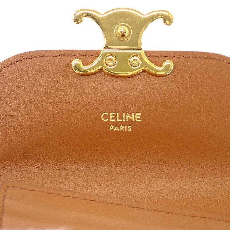セリーヌ CELINE スモールフラップウォレット 10D782CQH 三つ折り財布 ポリウレタン ベージュ グレージュ ゴールド金具 レディース【中古】【ABランク】
