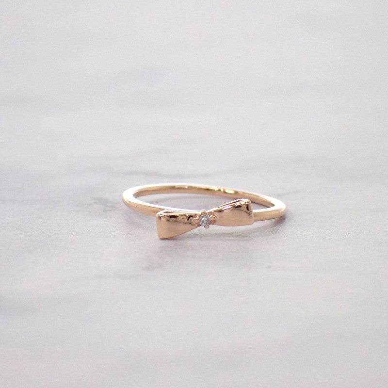 ete リボン ピンキーリング ananコラボ 3号 リング K10ピンクゴールド ダイヤモンド レディース【中古】【Aランク】