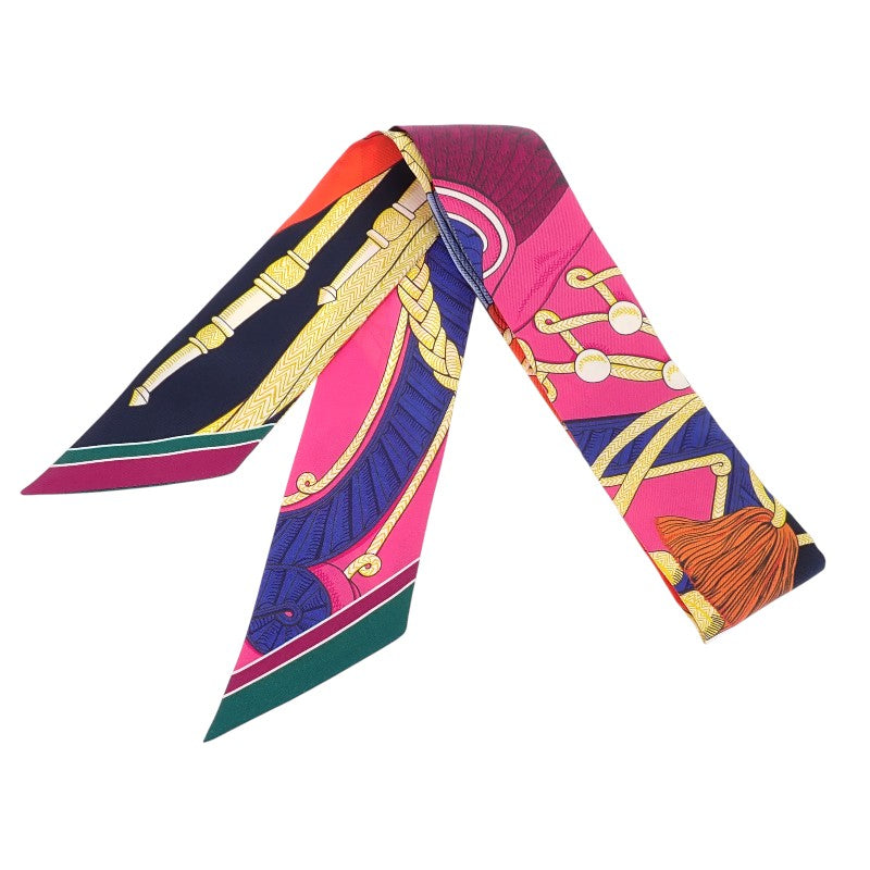 エルメス HERMES ツイリー Zouaves et Dragons スカーフ シルク ピンク マルチカラー レディース【中古】【Sランク】