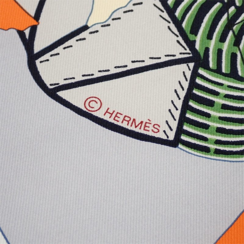 エルメス HERMES カレ90 Bagage a Main H004119S_01 スカーフ シルク グリ・クレール ヴェール レディース【中古】【Aランク】