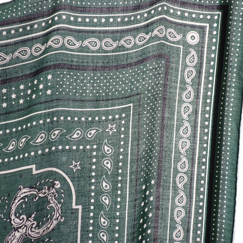 エルメス HERMES カレジェアン レクレ バンダナ 大判 ストール スカーフ カシミヤ シルク グリーン レディース【中古】【ABランク】
