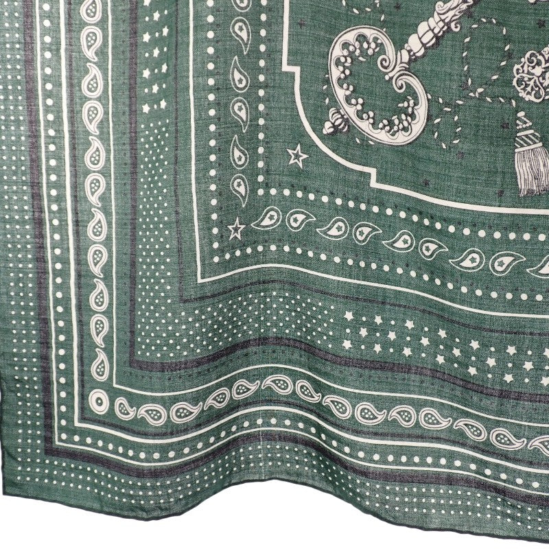 エルメス HERMES カレジェアン レクレ バンダナ 大判 ストール スカーフ カシミヤ シルク グリーン レディース【中古】【ABランク】