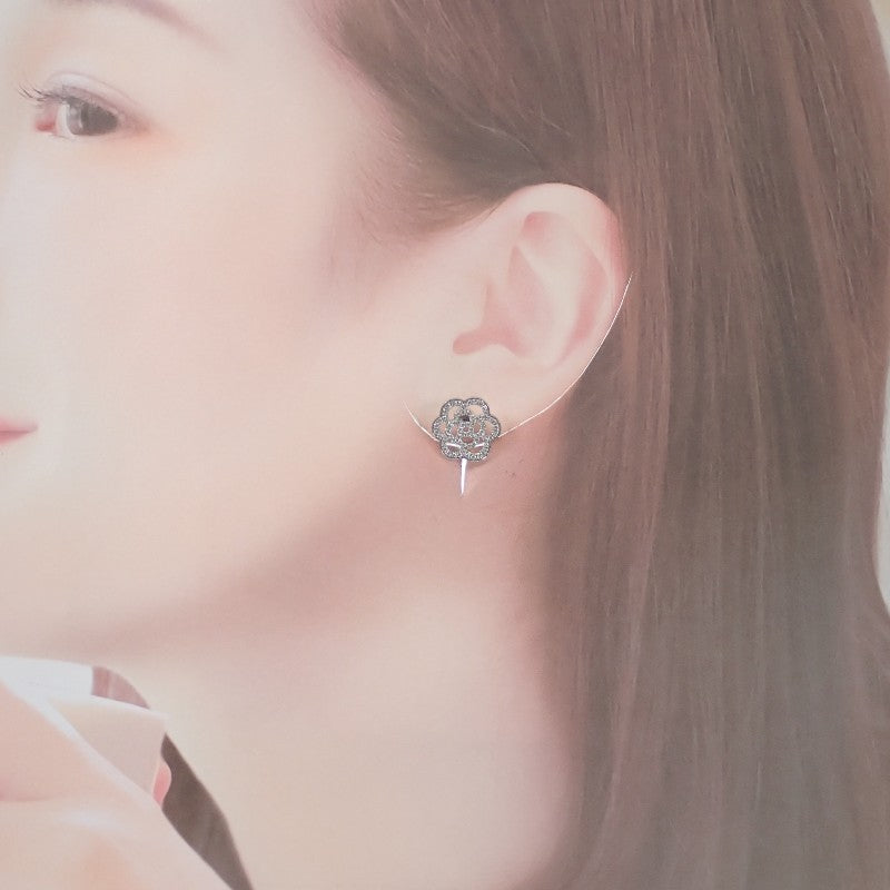 シャネル CHANEL カメリアコレクション J10608 ピアス K18ホワイトゴールド ダイヤモンド レディース【中古】【Aランク】
