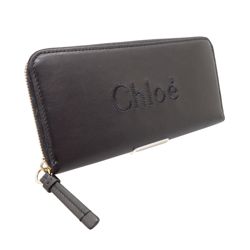 クロエ Chloe ロングジップウォレット CHC23AP970I10001 長財布 カーフ ブラック ゴールド金具 レディース【中古】【ABランク】