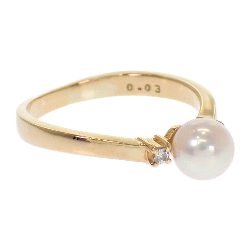 TASAKI Pearl Ring K18 Yellow Gold Diamond Women's 【Used】【A rank】