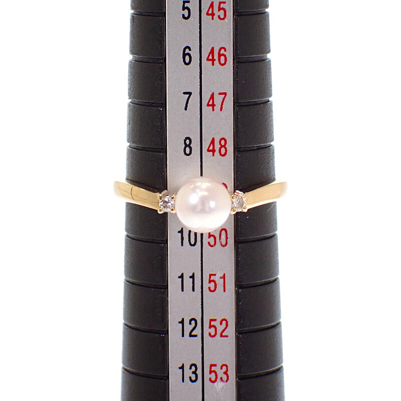 TASAKI Pearl Ring K18 Yellow Gold Diamond Women's 【Used】【A rank】