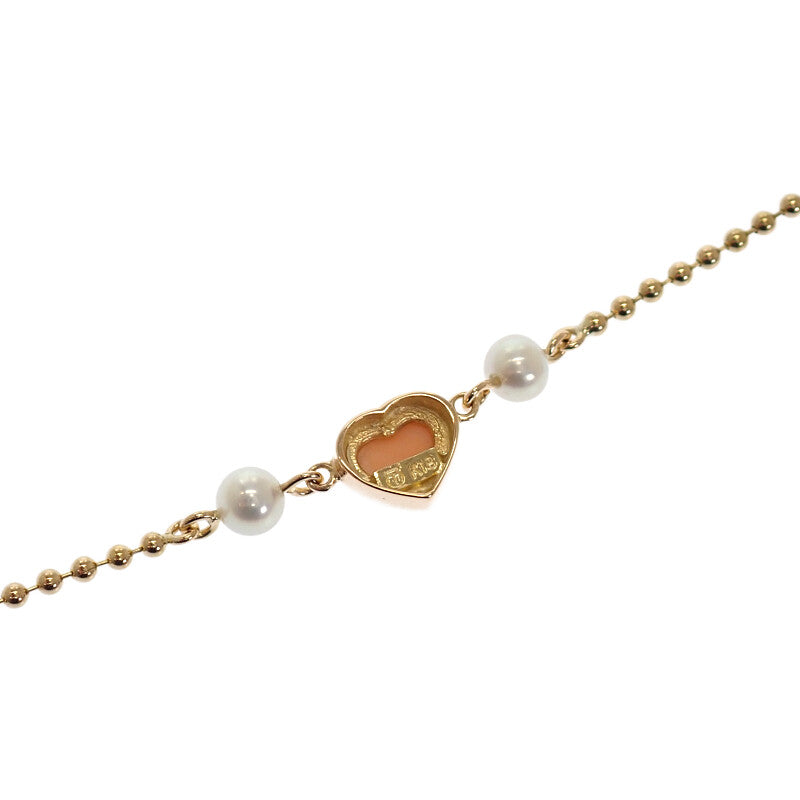 TASAKI TASAKI 心型珊瑚手鍊 K18黃金 珍珠 珊瑚 金色 女士【中古品】【A級品】