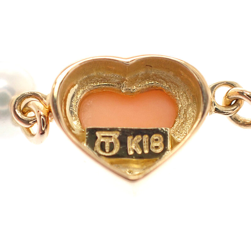 TASAKI TASAKI 心型珊瑚手鍊 K18黃金 珍珠 珊瑚 金色 女士【中古品】【A級品】