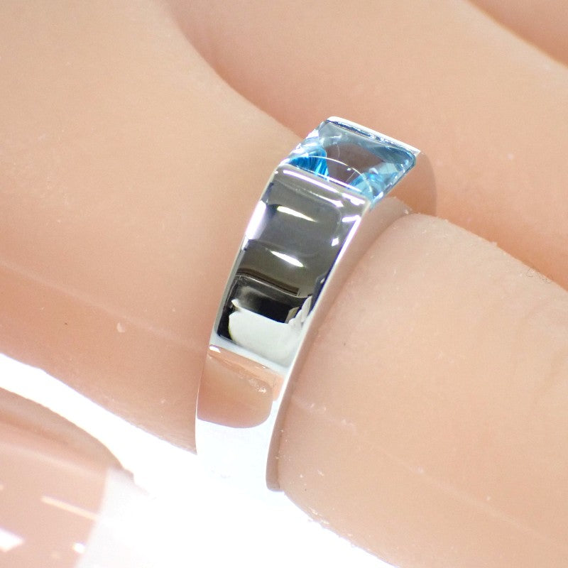 卡地亞 CARTIER 坦克 12號 B4036252 戒指 K18白金 海藍寶石 #52 女士【中古】【A級】