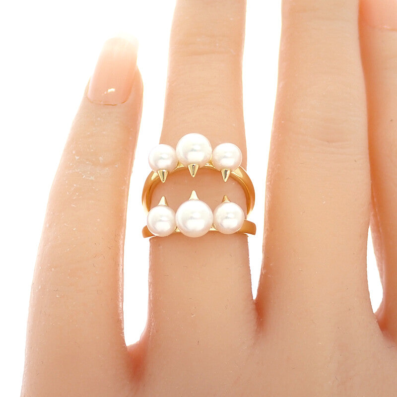 タサキ TASAKI デインジャー シグネチャー 12号 R-4497-18KYG リング K18イエローゴールド ホワイト あこや真珠 レディース【中古】【Aランク】