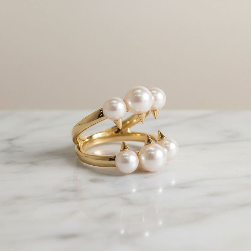 タサキ TASAKI デインジャー シグネチャー 12号 R-4497-18KYG リング K18イエローゴールド ホワイト あこや真珠 レディース【中古】【Aランク】