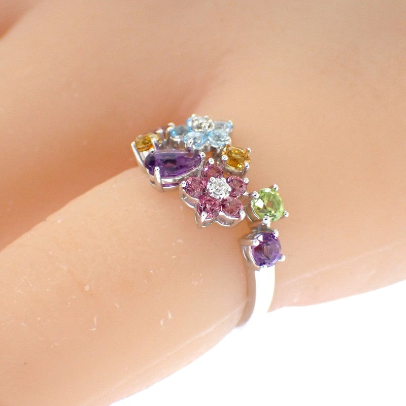 ポンテヴェキオ Ponte Vecchio フラワー 8号 リング K18ホワイトゴールド ダイヤモンド レディース【中古】【Aランク】