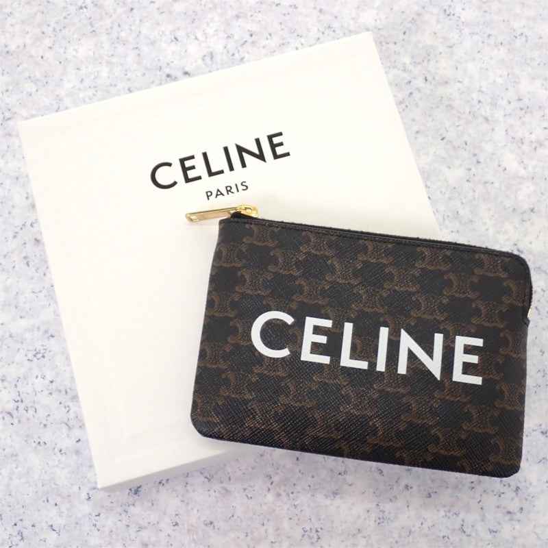 セリーヌ CELINE キーリング付き 10C662CA2.38NO コインケース ポリウレタン ブラック ゴールド金具 メンズ レディース【中古】【Aランク】