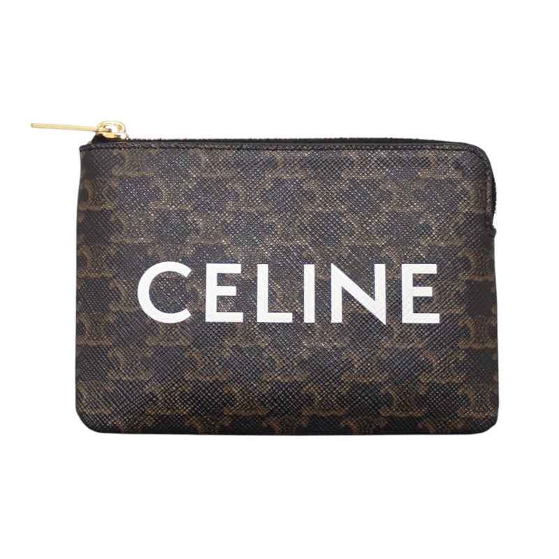 セリーヌ CELINE キーリング付き 10C662CA2.38NO コインケース ポリウレタン ブラック ゴールド金具 メンズ レディース【中古】【Aランク】