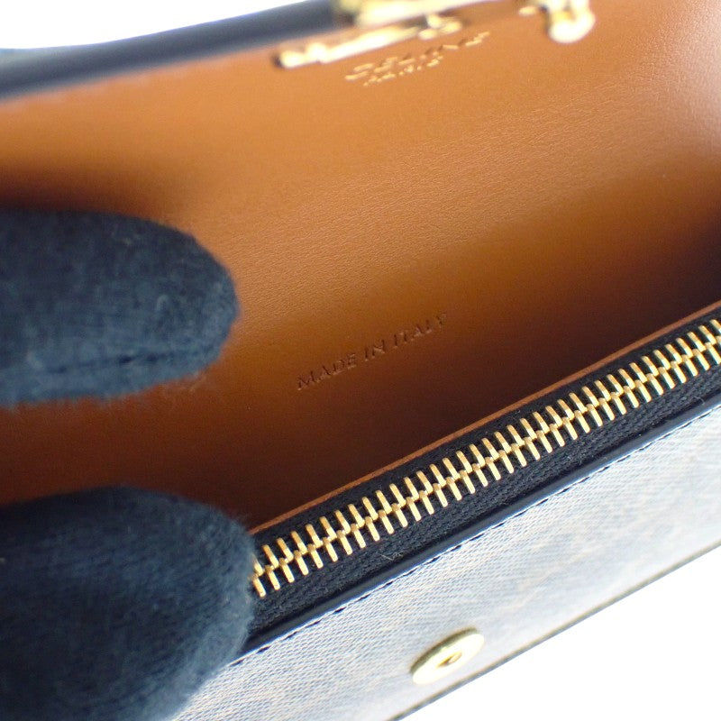 セリーヌ CELINE トリオンフフラップ付き ロングカードホルダー 10P072CQH.04LU コインケース カーフ トリオンフキャンバス タン ゴールド金具 レディース【中古】【Aランク】